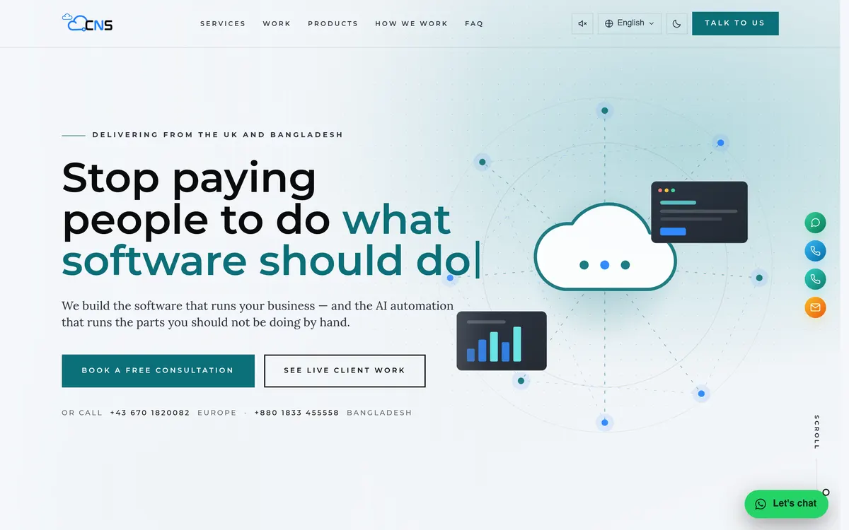 The Cloud Nova Soft website